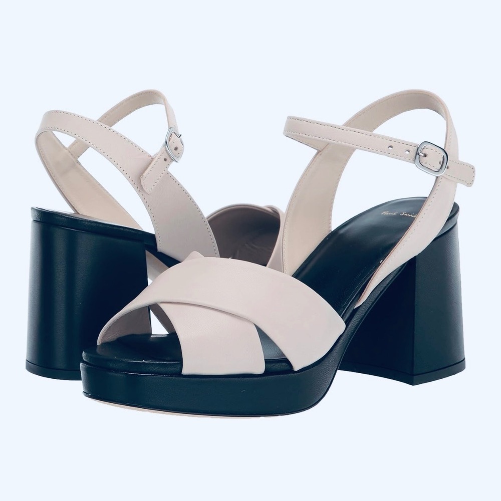 Paul Smith Poppy Chunky Platform Block Heel Ankle Strap Off White Size 41